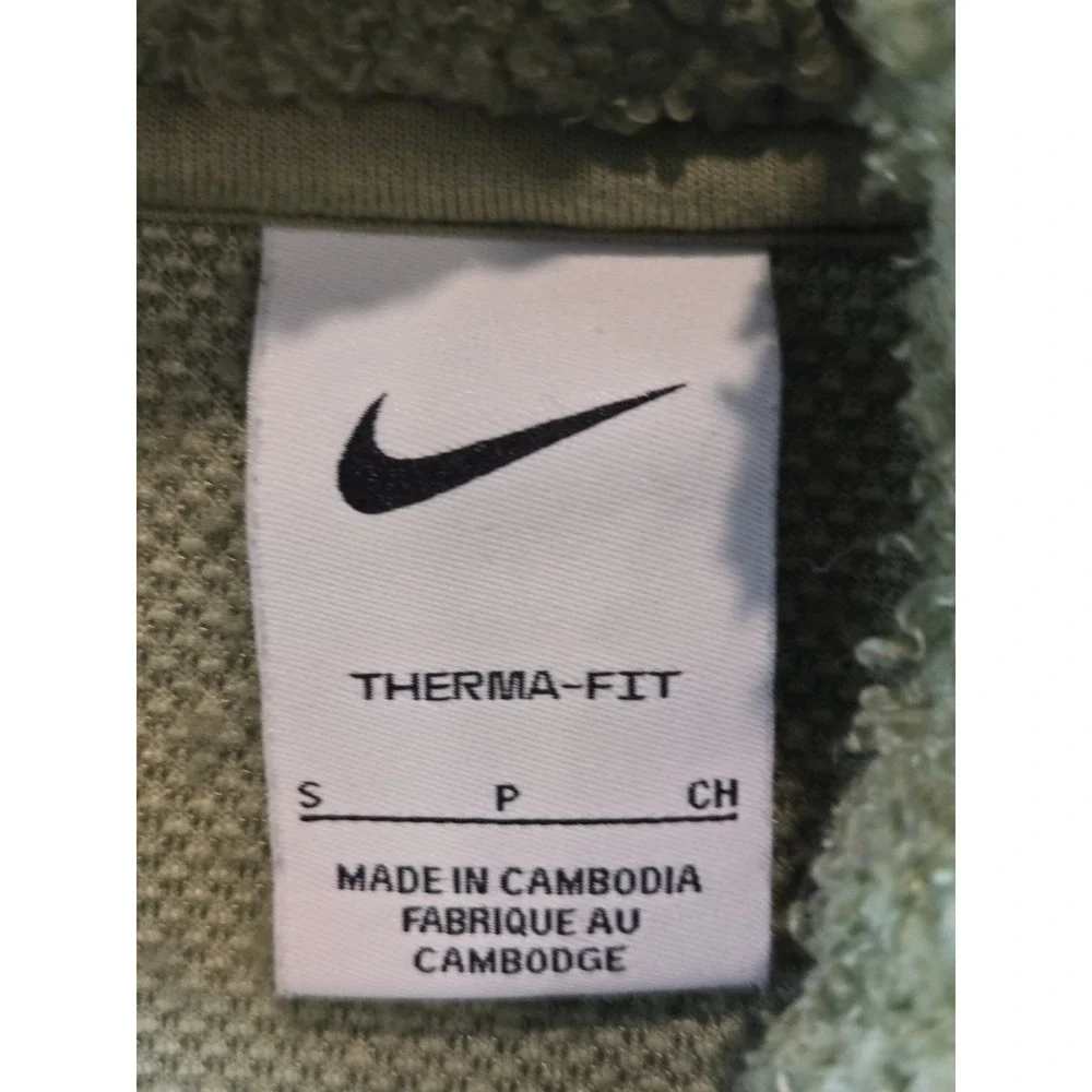 Nike Therma-Fit Sweatshirt Womens Small Green‎ 1/2 Zip Fleece Pullover Cropped